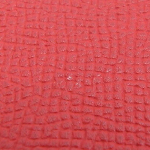 Hermes Card Case Polcour Rouge Leather Pass Holder Red Women's HERMES